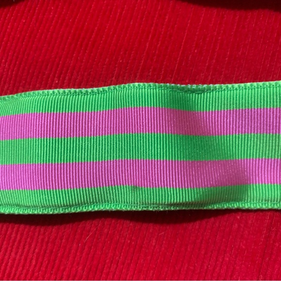 J. Crew Lime & Pink striped candy fabric belt 39.5” - Picture 4 of 8